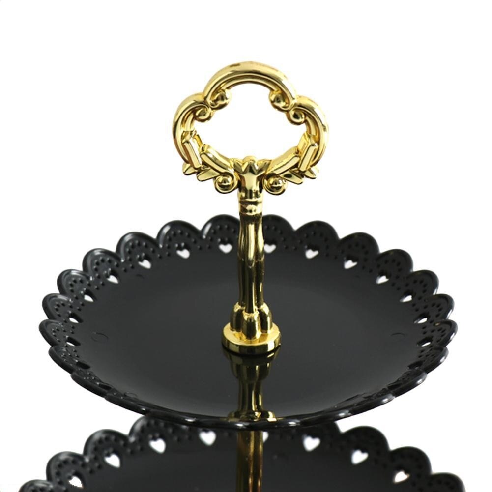 31cm 3 etterslep dessertbrettstativ svart / hvitt bronzing fruktkakeplate stativ til bryllup jul fest matlager displayholder