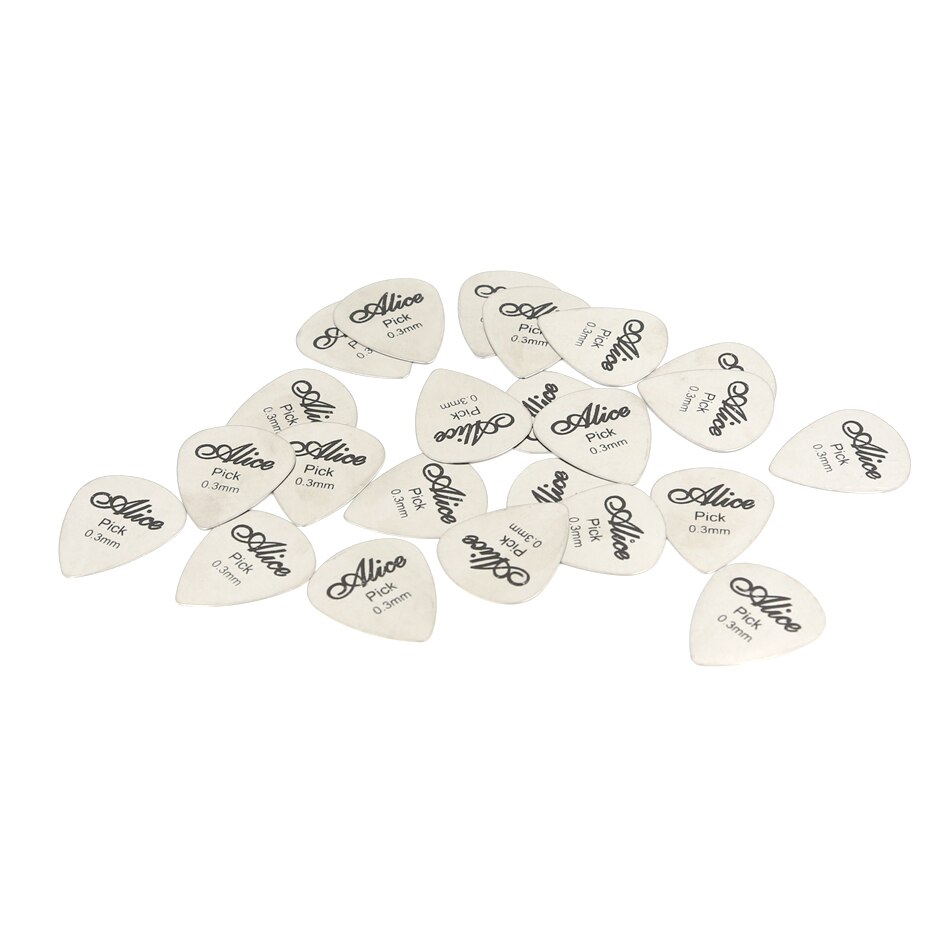 20 pcs Alice Stainless Steel Triangle Shape Metal Guitar Picks+ 1 Picks Case Acoustic Electric Guitar 0.3mm