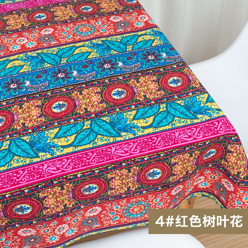 Tissu africain coton lin vintage impression tissu bricolage à la main Textile couture Patchwork pour sacs robe nappe 150*50cm: 4 leaf