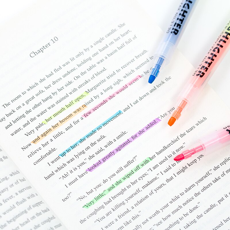 6 stk/parti 2 farver dobbeltspids highlighter gør-det-selv tuschpenne til skole bullet journal forsyninger skrivetegning tusch