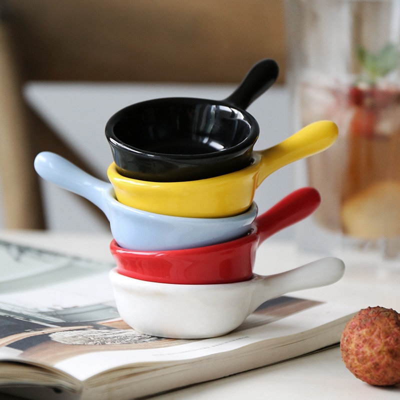 Plato pequeño y bonito de cerámica y porcelana NIMITIME con asa