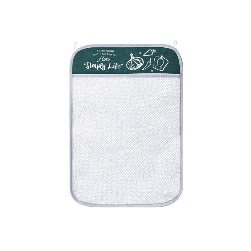 Filet à fruits et légumes réutilisable, sacs en filet de cuisine, pour l'ail, le gingembre et les oignons, emballage mural suspendu, filet de rangement, Organization de la maison: dark green