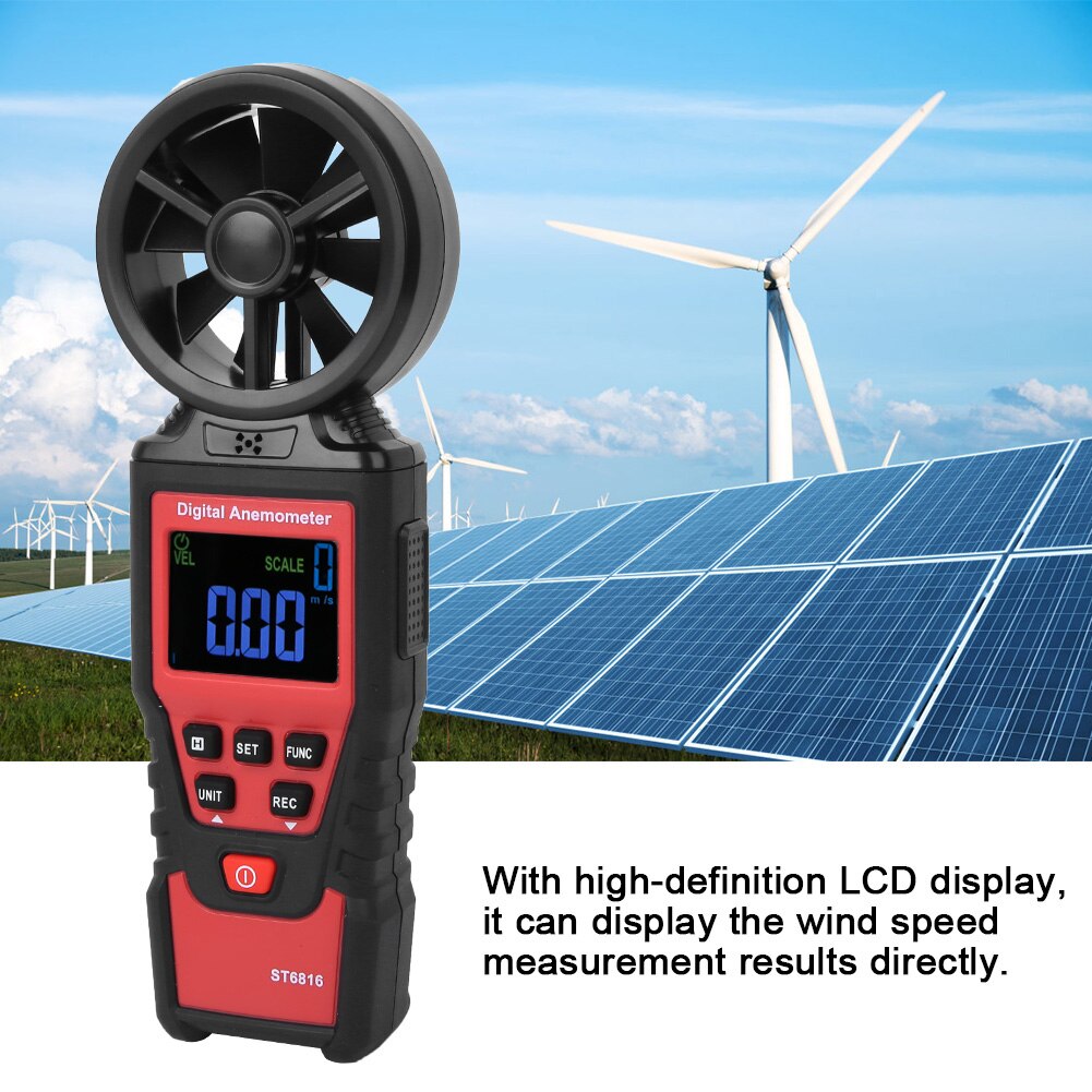 ST6816 Lcd Handheld Digital Anemometer Windsnelheid Temperatuur Meter Tester Windsnelheid Measurng Instrument