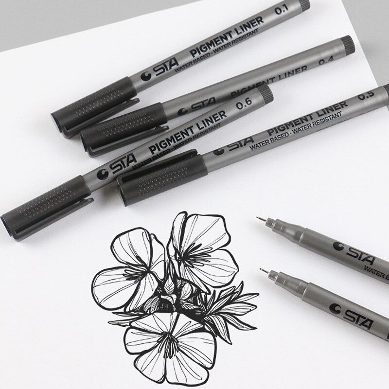 Pigment Liner Pigma Micron Line Drawing Art Marker Pen Different Tip Black Fineliner Sketching School Pens