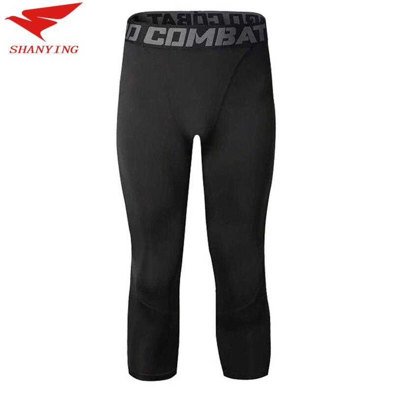 Men Bodybuilding Jogging Leggings Compression Base Layer Pants Workout Sports Soccer Fitness Gym Basketball Shorts 3/4Yoga pant