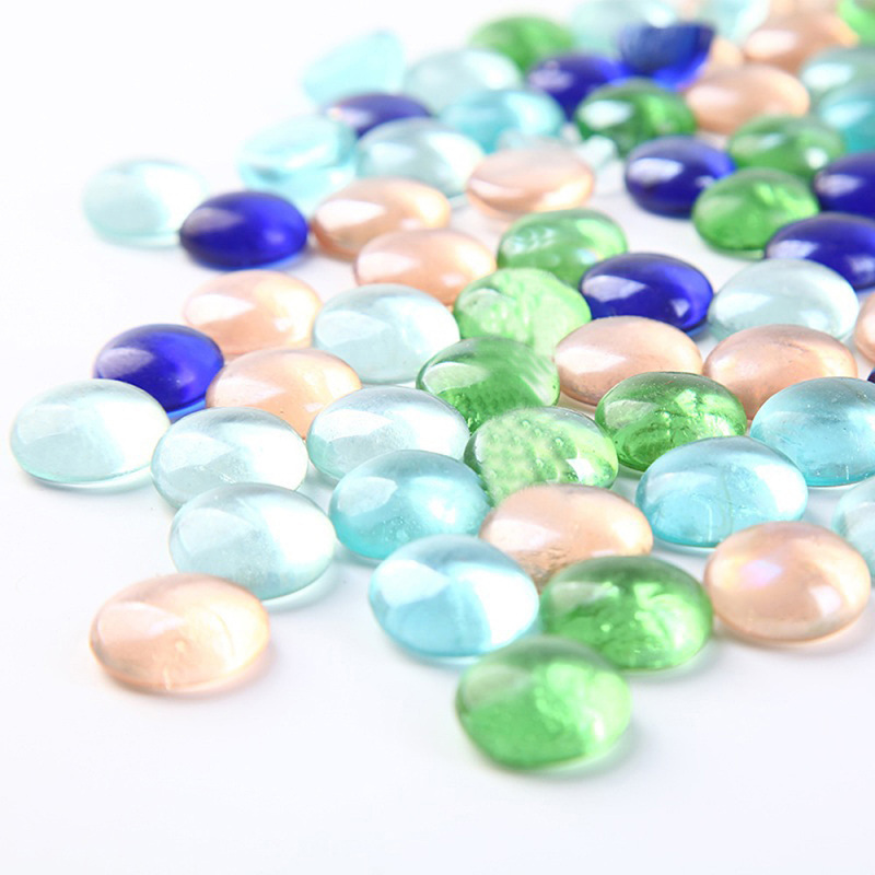 100g Mixed Color Glass Gems Pebbles Stones Flat Marbles For Vase Embellishment DIY Fish Tank Decor
