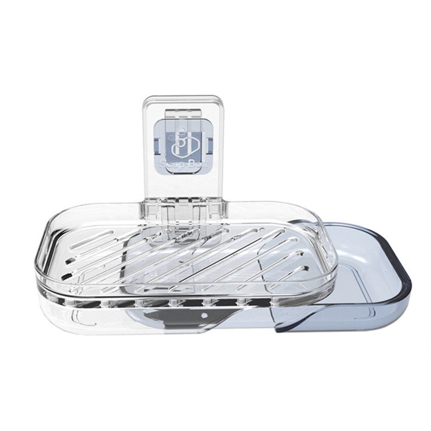 Transparent Laundry Soap Holder Case Wall Mounted Suction Cup Soap Dishes, Double Layer Bathroom Drain Soap Box Tray Shelf: 3