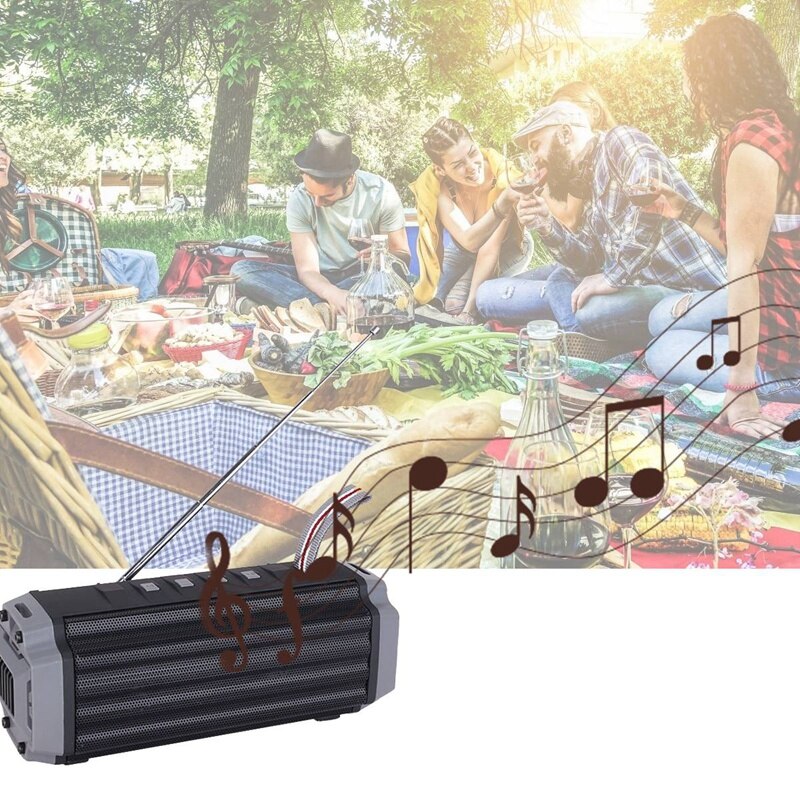 Slc -142 bluetooth-lautsprecher mit antenne, fm-radiokarte, tragbarer audiolautsprecher, kabelloser mini-säulenlautsprecher
