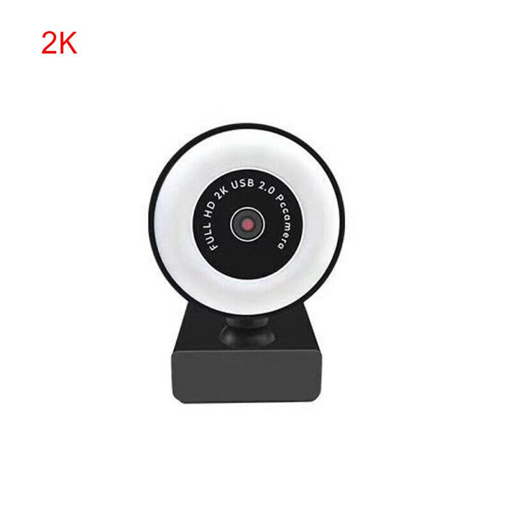 2K HD Webcam with Microphone Tripod Ring Light 1080P Auto Focus USB Web Camera Fill Light for PC Desktop Laptop Live Broadcast: 2K