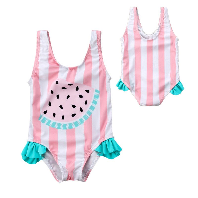 Småbarn barn bebis flickor vattenmelon volanger randig baddräkt badkläder bikini baddräkt barn flickor kläder