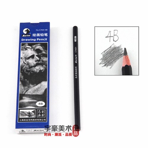 12 PCS Maries Schets Potlood 2B 4B 6B 8B 10B 14B Schilderij Tekening Potlood Creatieve Potloden: 4B