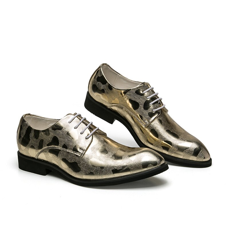 Hommes or robe chaussures en cuir de luxe italienne formelle travail chaussures pour homme bout pointu richelieu chaussures pour hommes