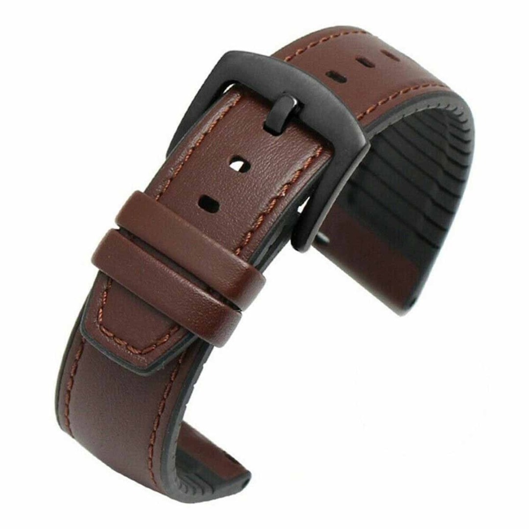 Vintage nahkaranneke miesten kellon rannekkeet huawei watch 2 pro/gt active/honor magic/samsung galaxy kellon ranneke: Tumman ruskea