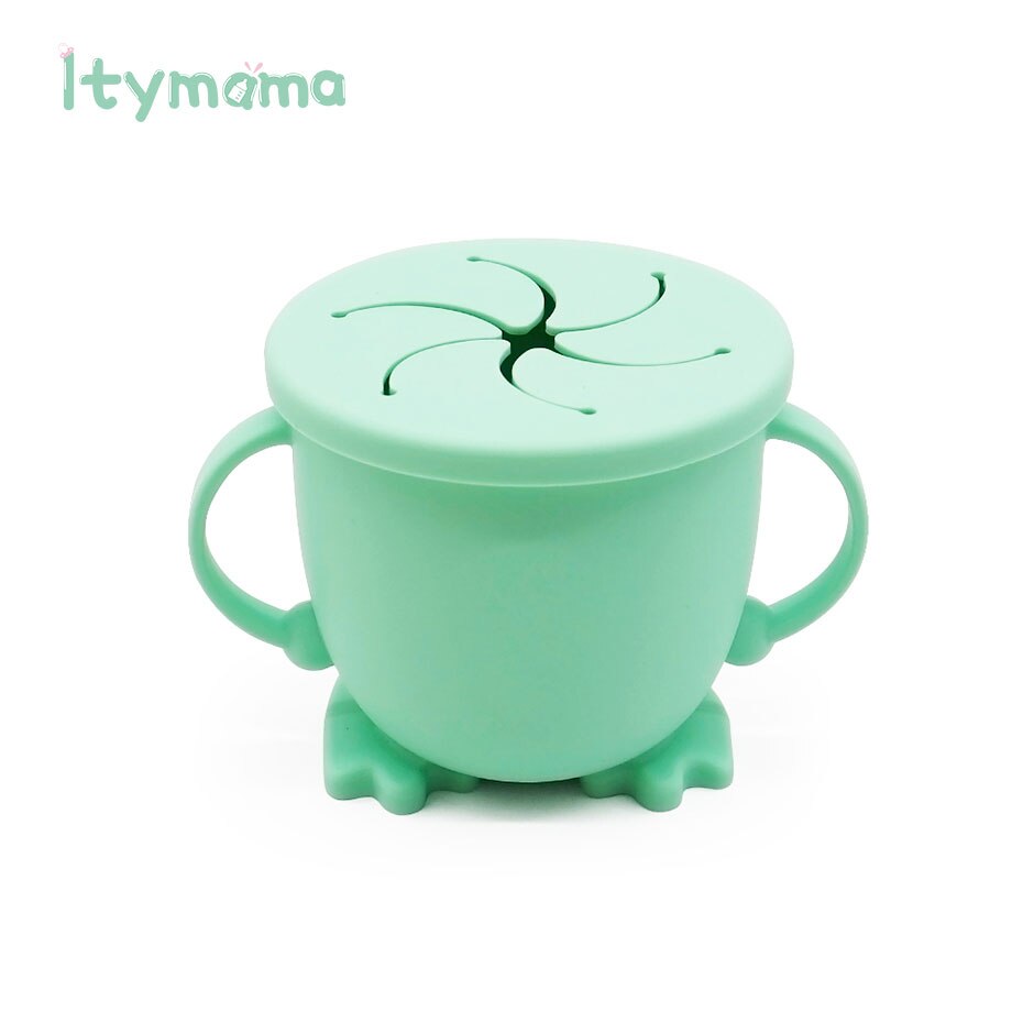 Silicone Tasse De Casse-Croûte Pour Les Tout-petits et Les Enfants Bébé Apprentissage D'alimentation Tasses Vaisselle Pour Enfants SANS BPA De Alimentaire En Silicone Étanche: SN002-5 Mint Green