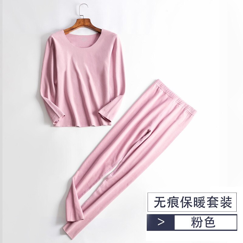 2 delar plus size l  -3xl termounderkläder dam vinterkläder varm kostym långkalsonger dam stor storlek: Rosa / Xl