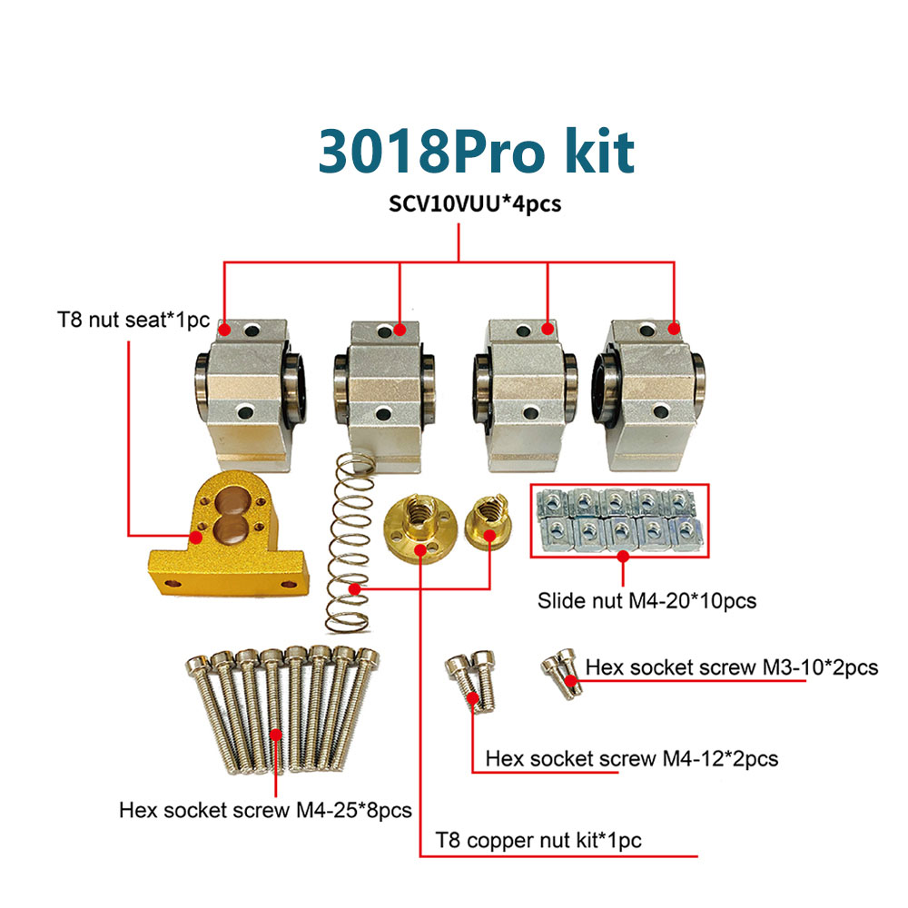 Kit de actualización de eje X CNC 3018 Pro, enrutador CNC 3018 Pro / Plus con accesorios de fresadora CNC, mesa deslizante: 3018 pro SCV10VUU