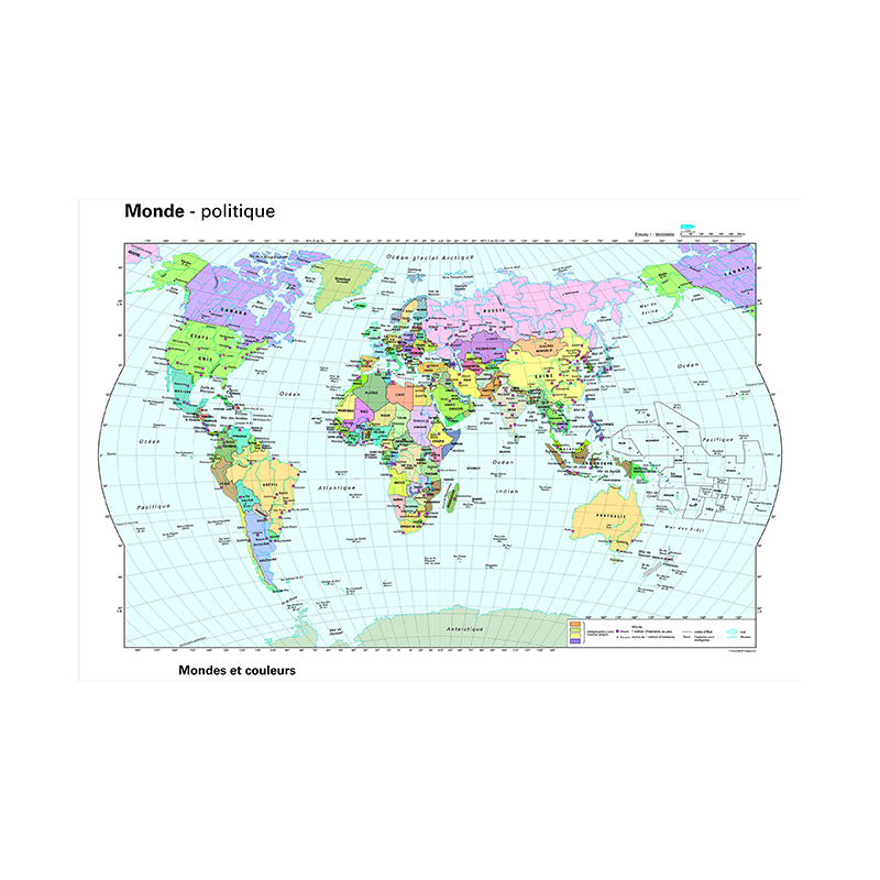 225x150cm The Political World Map In French Large Non-woven Canvas Painting School Supplies Detailed Poster Home Decoration