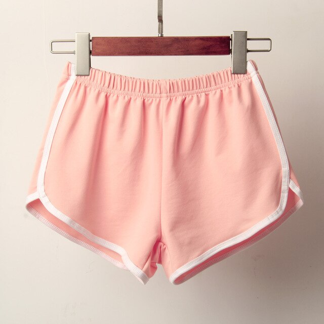 Short de sport pour femmes, couleur bonbon, Anti-vide, slim, décontracté, taille élastique, plage, pantalon court, été: pink / S