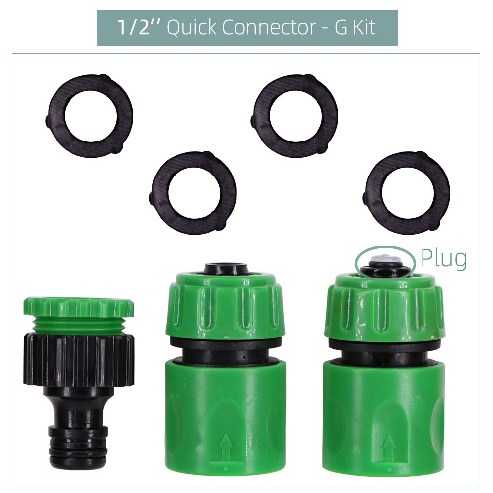 1/2'' Garden ABS Hose Watering Quick Connectors Kit Tubing Coupling Adapter Joint Extender Set for Irrigation Car Wash Fitting: G