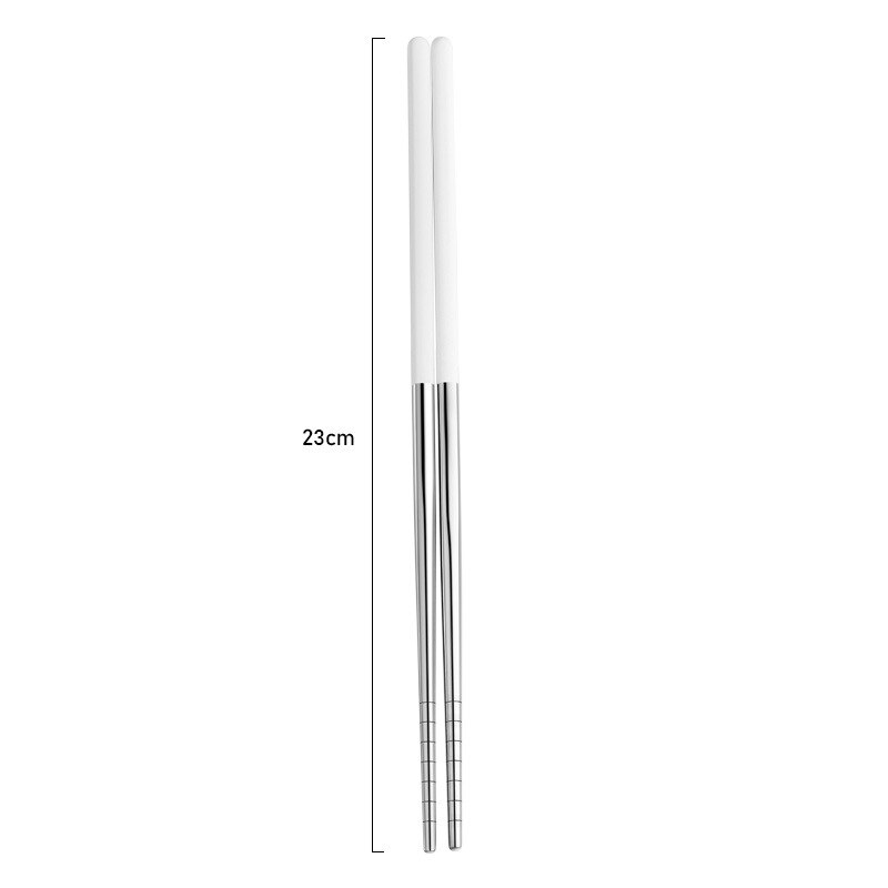 1Pair Japanese Korean Style Chinese Chopsticks Sushi Sticks Noodles Rolls Food Home Tableware Kitchen Tool Portable Reusable: White Sliver