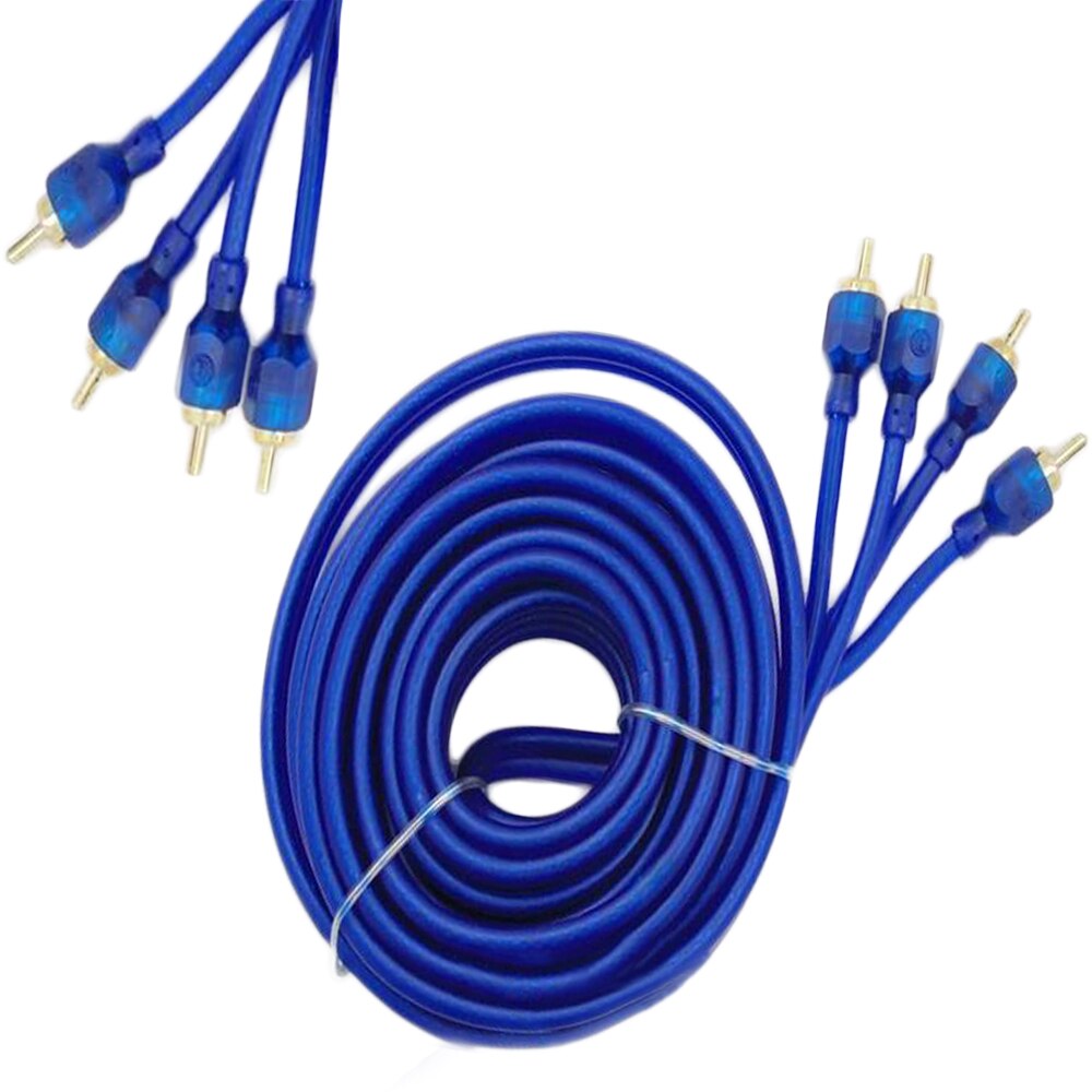 Blue Double-Shielded High-Density Shielding Car Stereo Audio Cable Pure Copper 5 Meters Audio Subwoofer Amplifier Connection