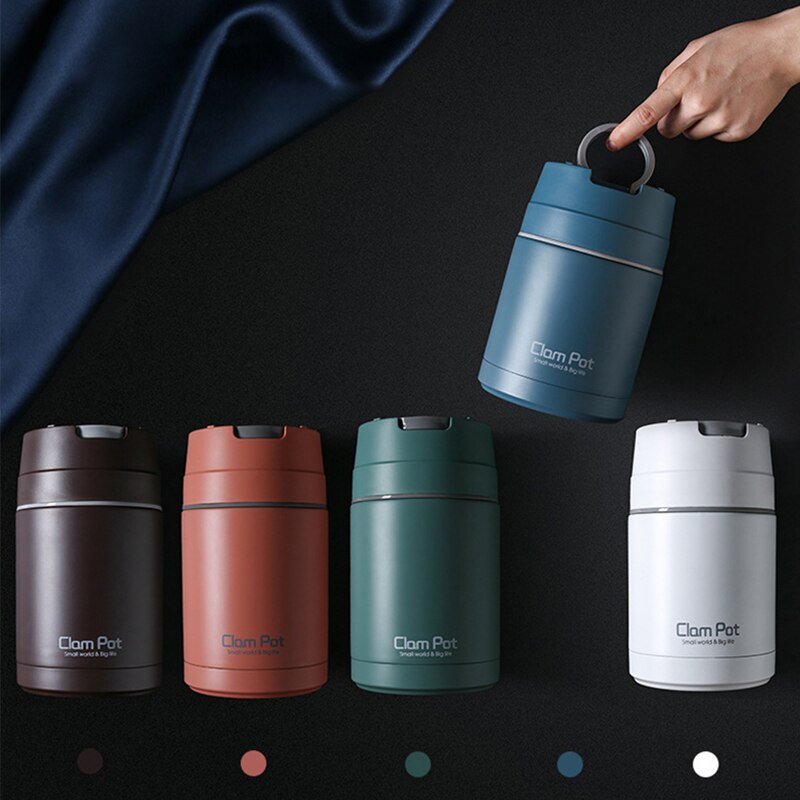 Frasco grande de alimentos aislado al vacío con cuchara, contenedores de termo para sopa con asa, contenedor de conservación de alimentos de doble capa de 800 ml