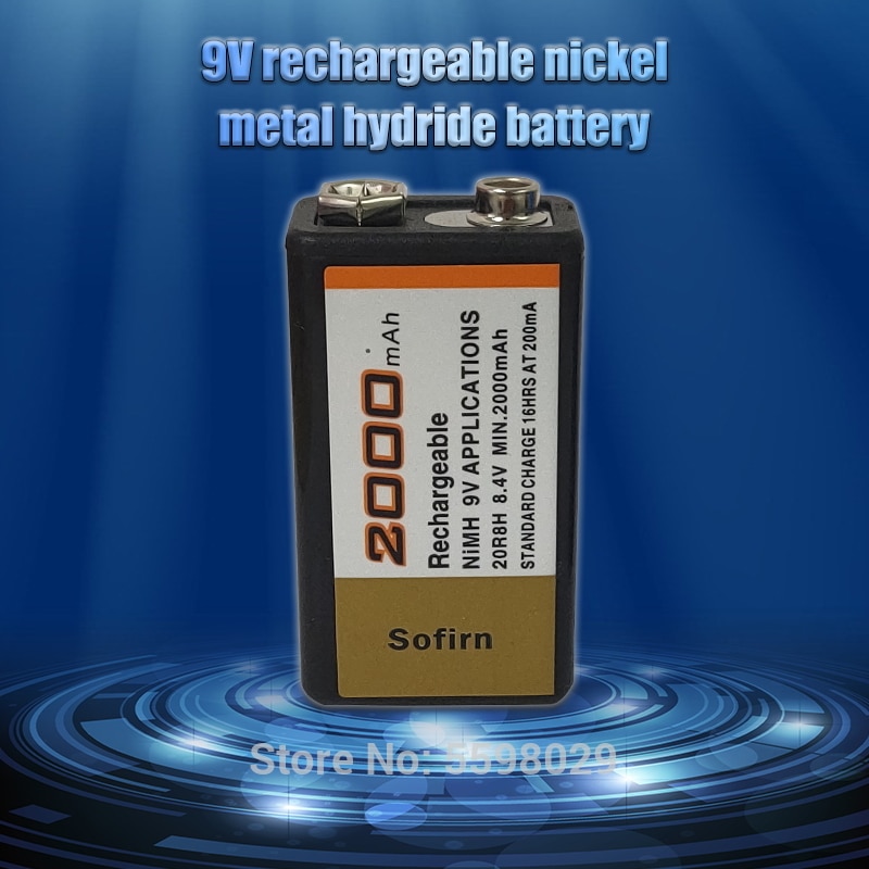 Sofirn 2000mAh 9 Volt Ni-MH Rechargeable Battery 9V Ni-MH Battery for RC Helicopter Model Microphone Toy 9V Nimh Batteries