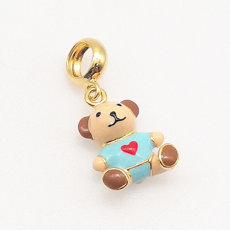 Authentieke 100% 925 Sterling Silver Bead Charm Beer Speelgoed Hanger Charms Goud Kleur Fit Armbanden Vrouwen Diy Sieraden