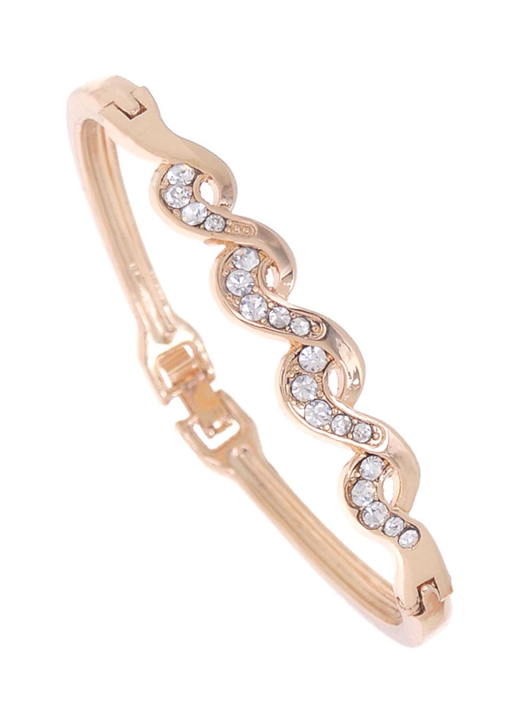 Trendy dame / pigesrose guldfarve klare østrigske krystal twist armbånd & armbånd smykker