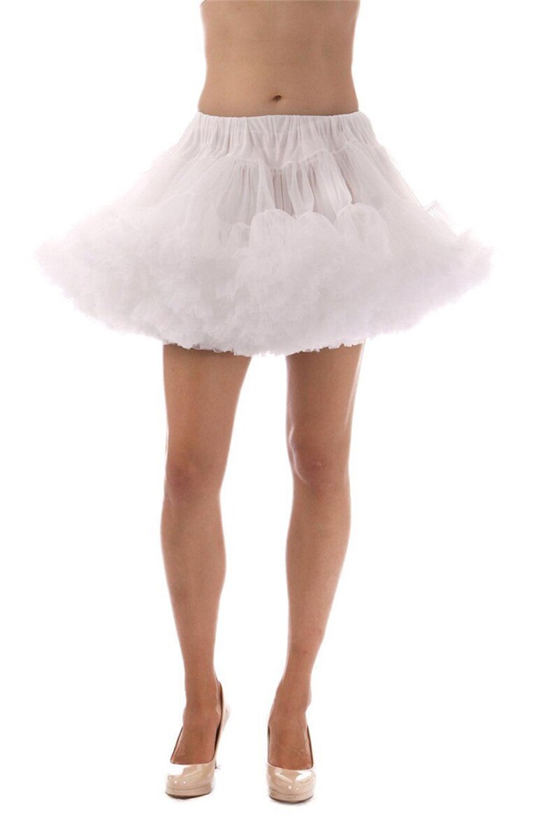 Short Evening Petticoat Waist Adjust Prom Tutu 3 Layers Petticoat Woman Underskirt Crinoline Bridals Accessories: white