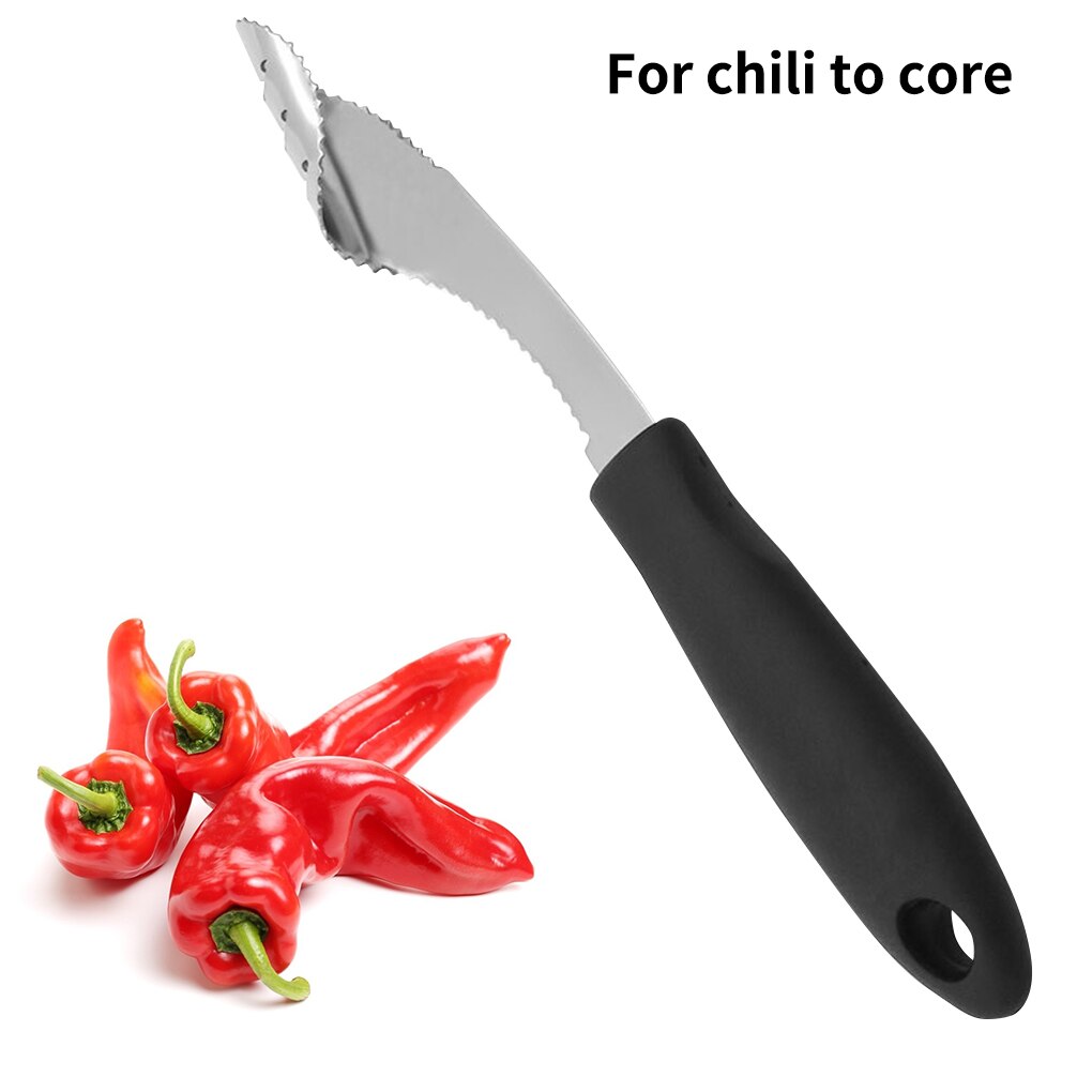 Pepper Corer Stainless Steel Core Peeler Slicer Serrated Handle Kitchen Tomato Seed Remover
