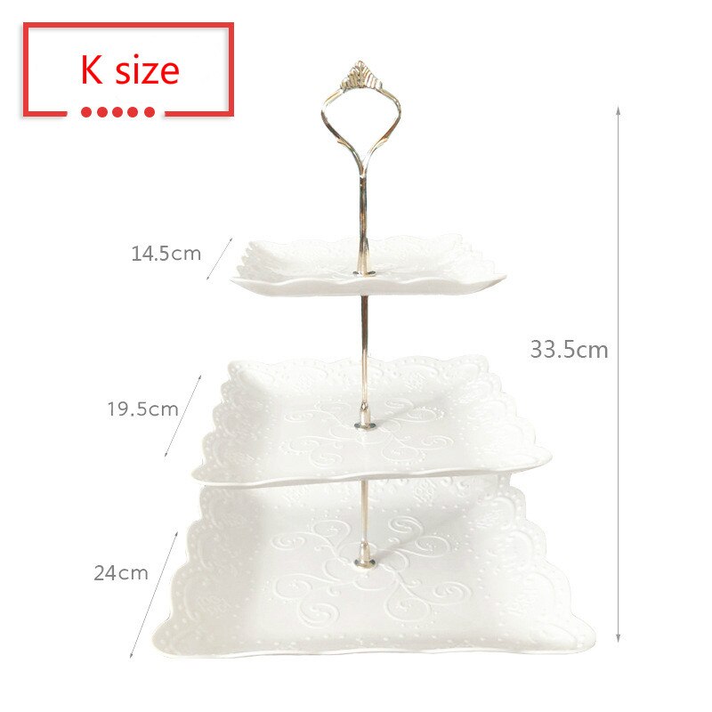 European three-story two-story fruit plate dry tray afternoon tea dessert trays baking table multi-story cake rack cafe tables: K size 3 layers