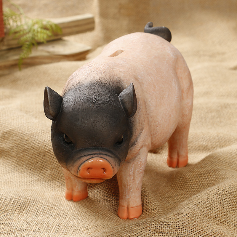Home decoration super large capacity three color super cute pig piggy bank resin crafts ornaments: Flower pig