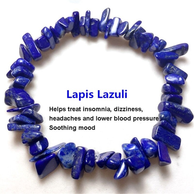 Pulseras de piedra Natural hechas a mano para mujer y niña, joyería de , abalorio de piedra lunar de ojo de Tigre,: 5 Lapis Lazuli