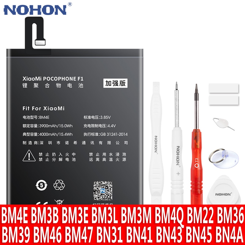 NOHON-batería BM4E BM3B BM3E BM3L BM3M BM4Q BM22 BM36 BM39 BM46 BM47 BN31 BN41 BN43 BN45 BN4A para Xiaomi Mi POCOPHONE F1 F2 Pro