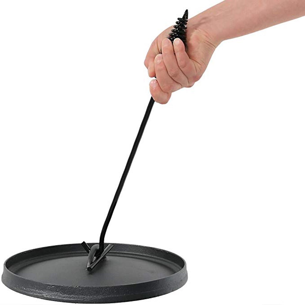 43Cm Zware Gietijzeren Nederlandse Oven Deksel Lifter Tool Met Spiraal Bail Handvat Outdoor Koken Vissen Picknick Bbq reizen Strand