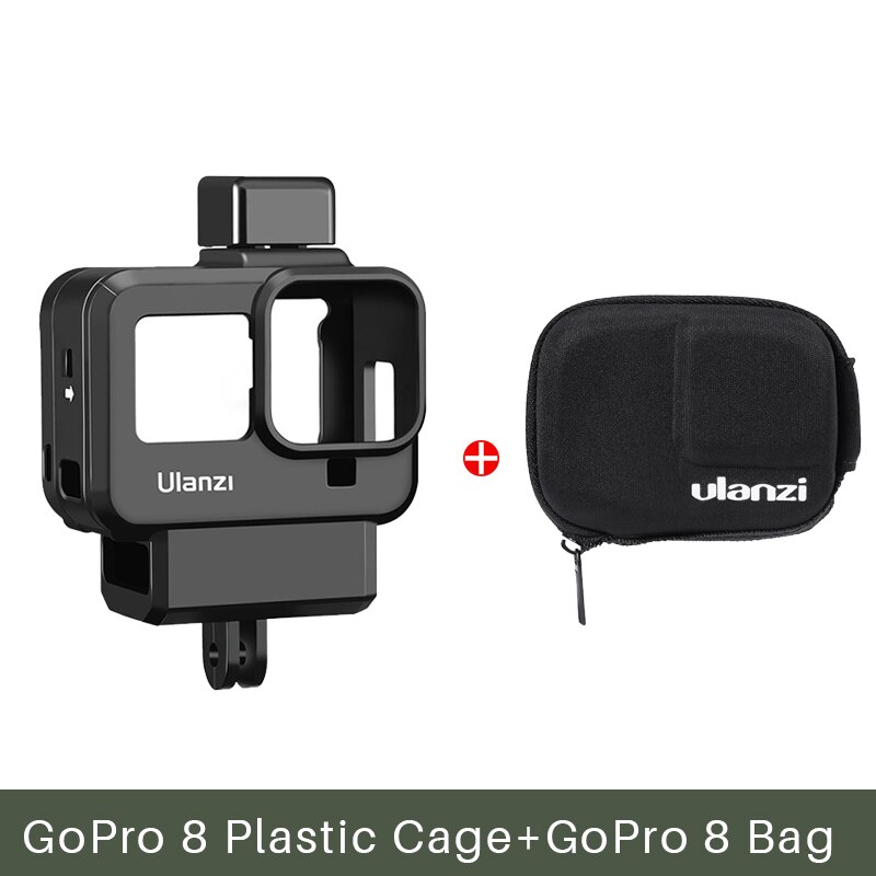 Ulanzi  g8-9 gopro 8 plast vlog beskyttelsesetui forlæng koldt sko til mikrofon batteri mikrofon adapter 52mm filter adapter sæt: Sæt 2