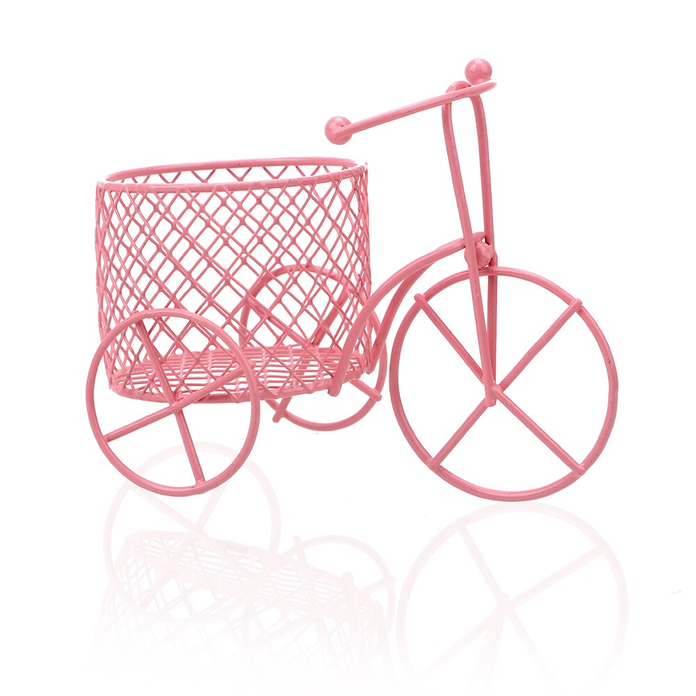 Lron Tricycle Car Rack 1pcs Jewelry Container Candy Rack Sponge Storage Home Decor Flower Basket Vase Storage: Pink