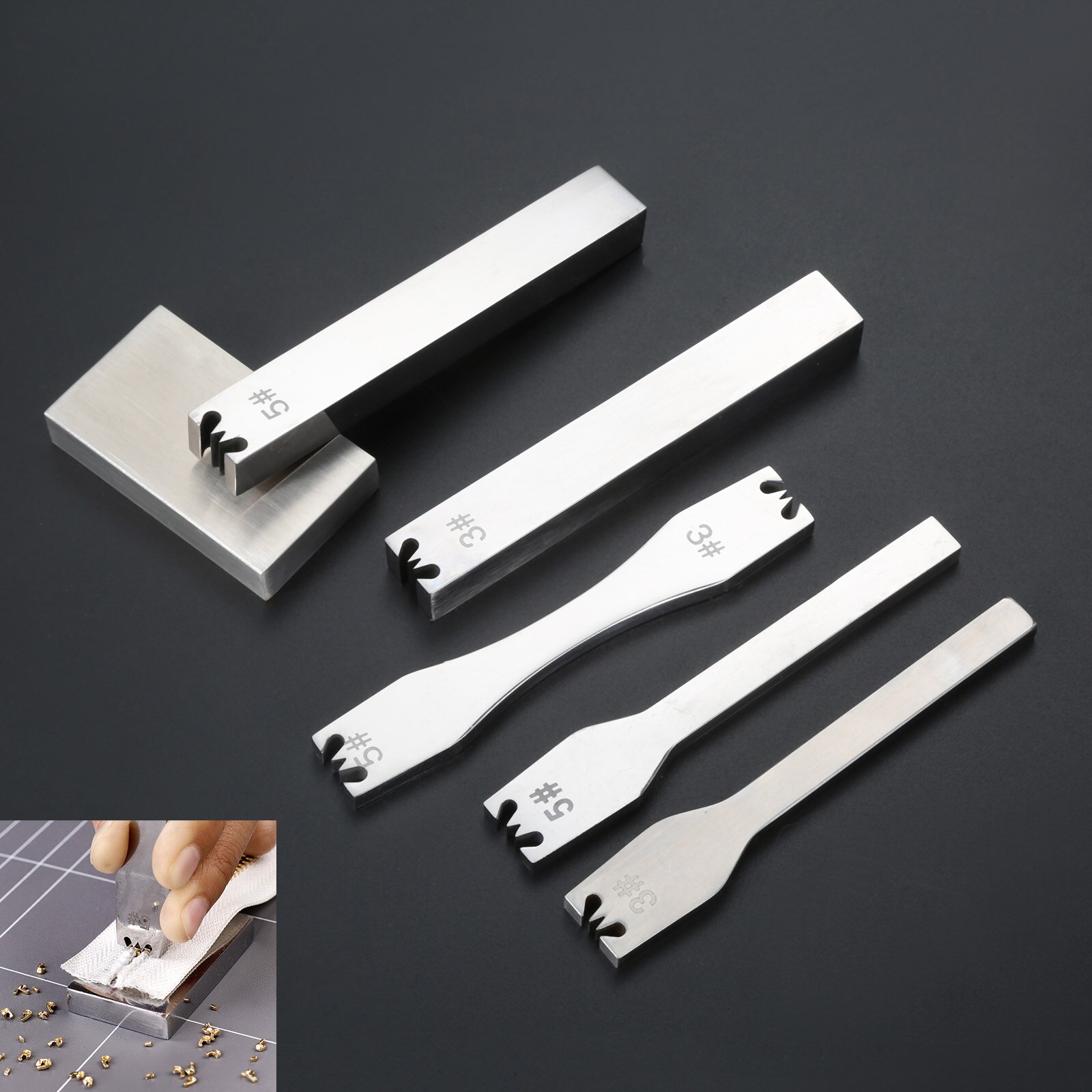 1pc Zipper Teeth Remove Tool 3# 5# Thicken Stainless Steel Code Loading Zip Pliers Hitting Board Leather Craft DIY Clothes Bag