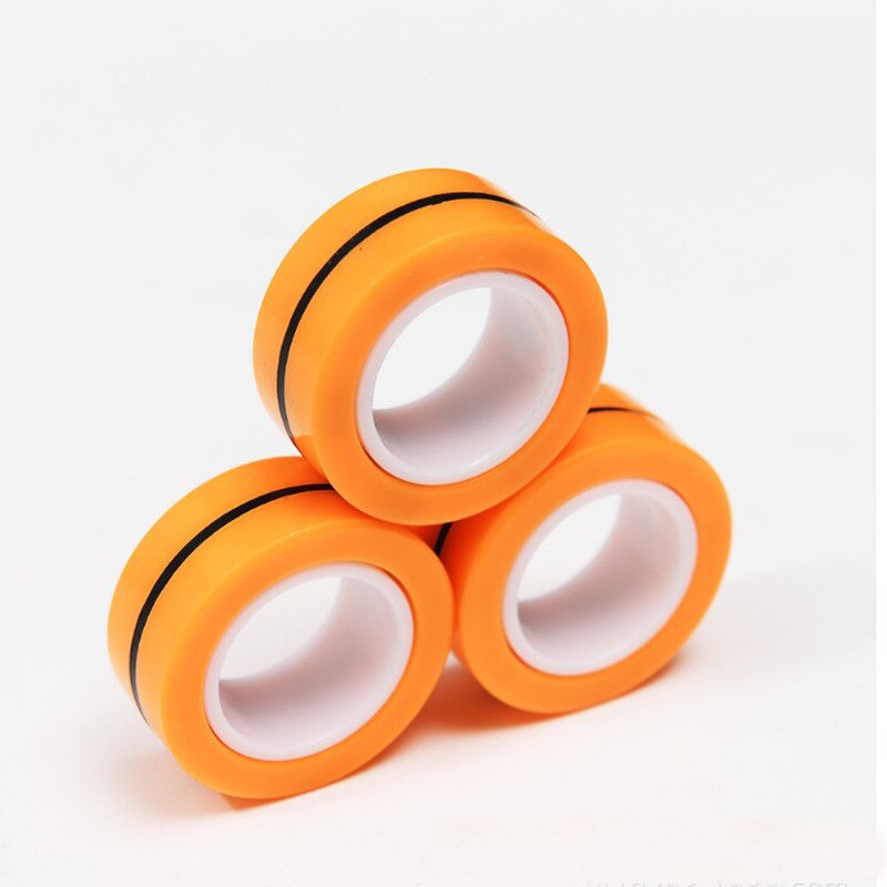 Stress Relief Magnetic Rings Fidget Toys For Anxiety Anti-Stress Roller Fingertip Toys Adult Children Finger Spinner Magic Rings: Orange