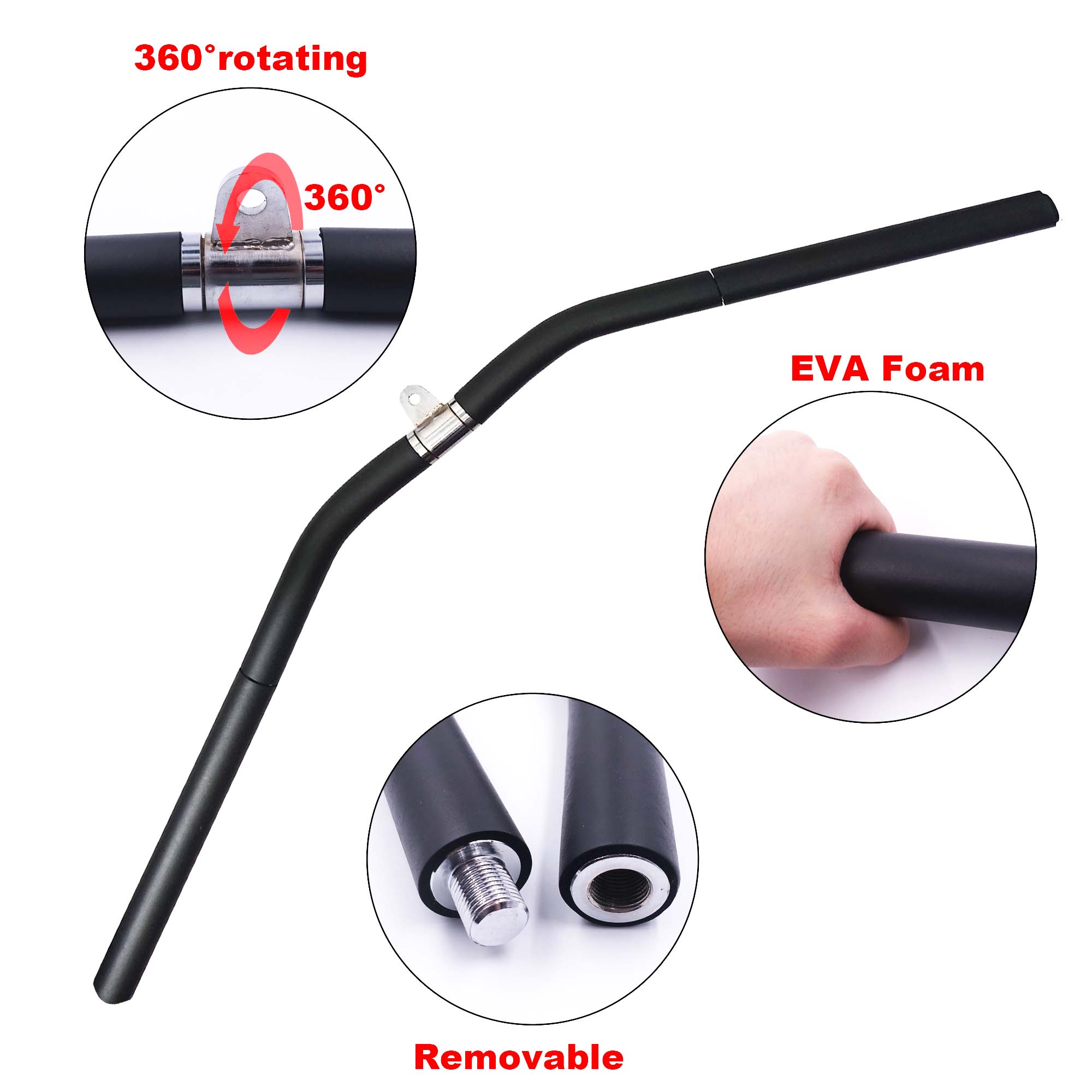 Tricep Back Strength Training Removable LAT Pull Down Curl Bar Rotation Gym Pully Cable Machine Attachment Fitness Accessories