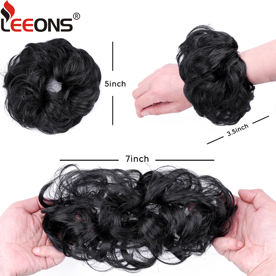 Syntetisk hår knold updo hair extensions rodet knold hår stykke hår scrunchies bølget hestehale hårstykker hår tilbehør til piger