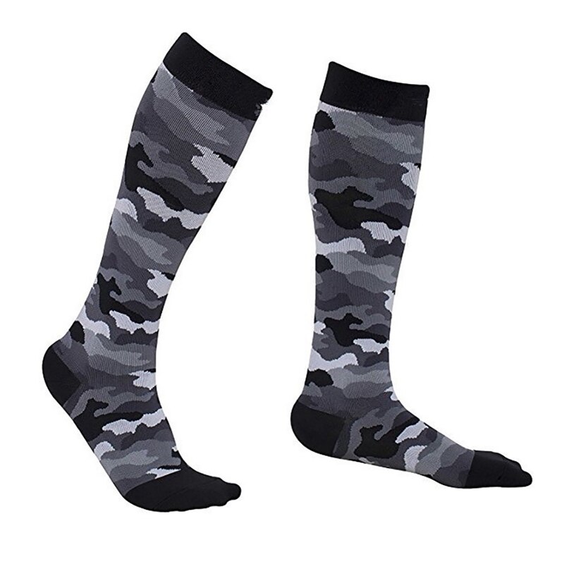 Chaussettes de Compression élastique lisse résistant à la chaleur genou résistant haute/longue Polyester imprimé Nylon bonneterie chaussures accessoires: Black / L/XL