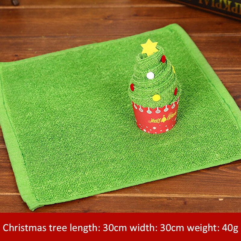 1Pc Kerst Cake Vorm Katoenen Handdoek Creatieve Santa Sneeuwpop Kerstboom Hotel Familie Kamer Katoenen Handdoek