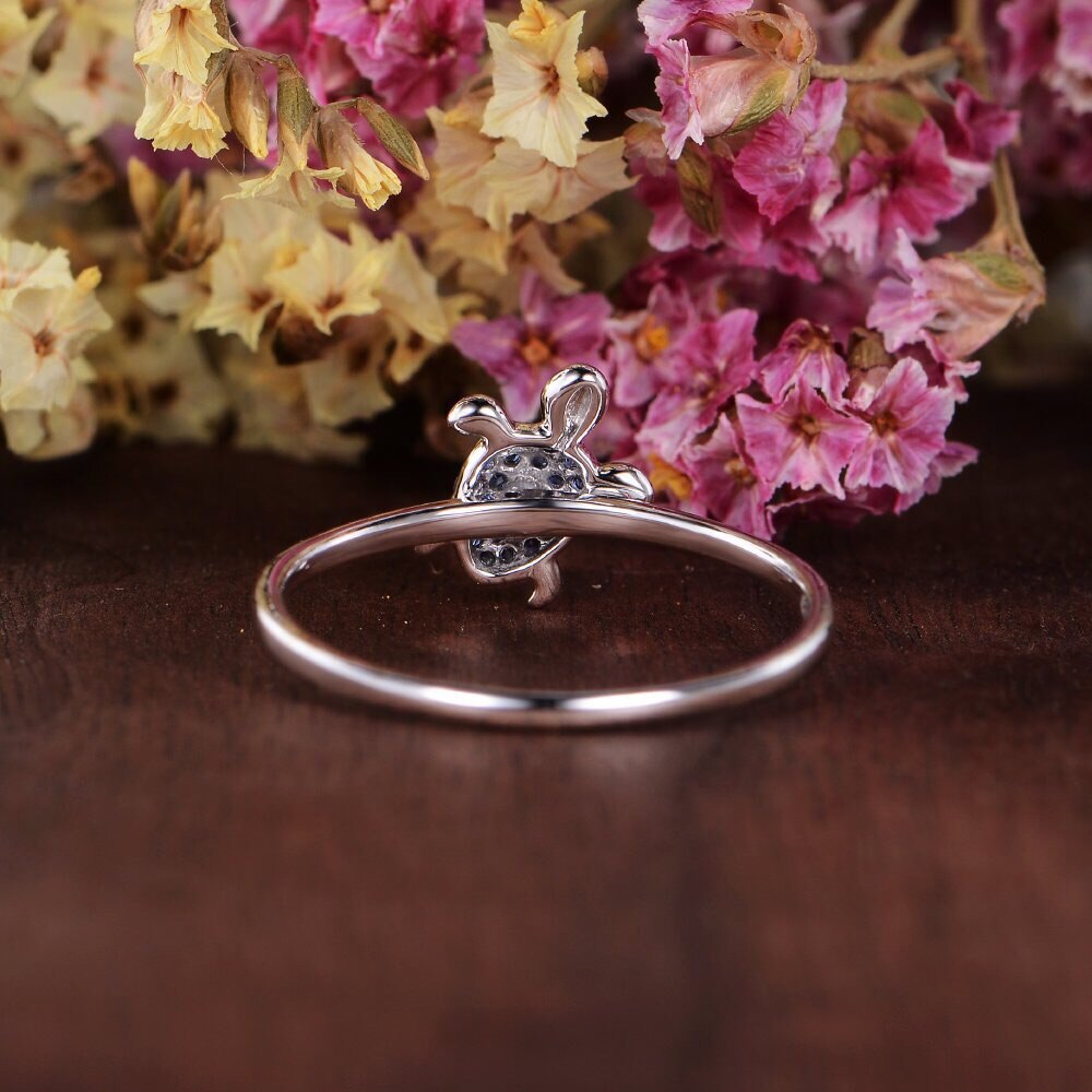 Anillos tortuga con incrustaciones de circonita azul a la para mujer anillo de boda Vintage tortuga Animal anillo océano playa joyería