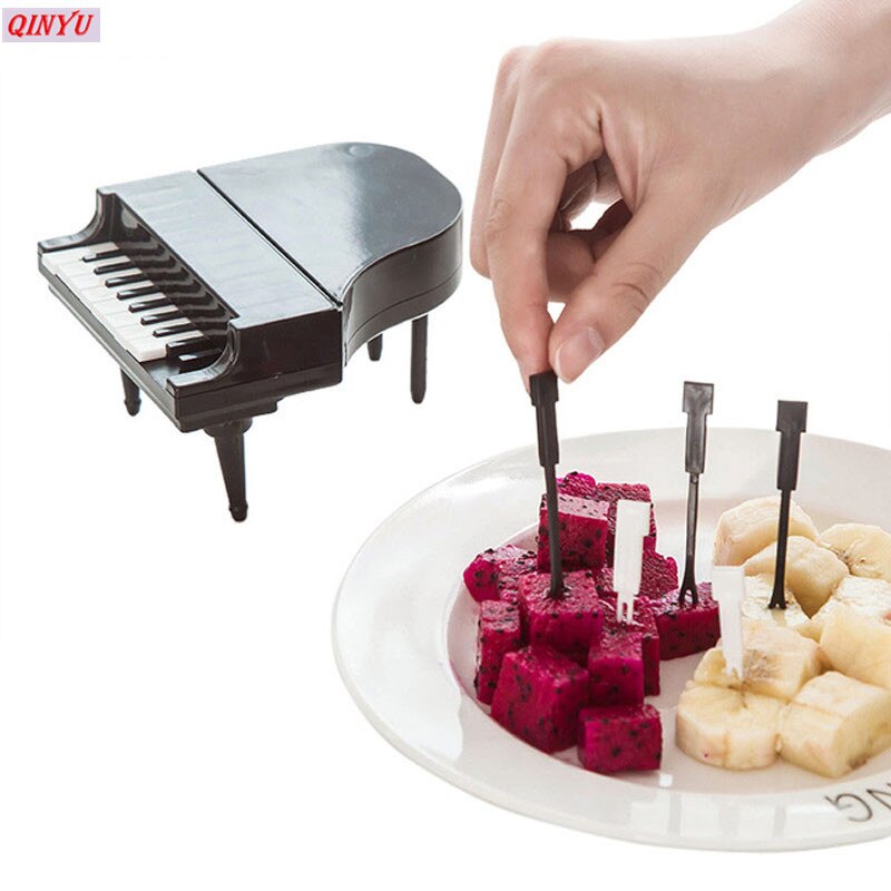 10pcs/set Piano Modeling Fruit Fork Eco-friendly ABS Easy Decoration Kitchen Bar Kids Dessert Forks Tableware 7Z