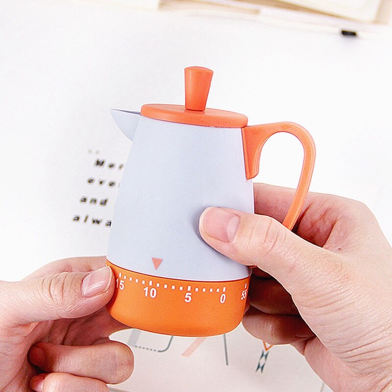 Kitchen Timer Pot Kettle Shape 60 Minutes Mechanical Timer Countdown Timer Alarm Clock Reminder for Cooking Gadgets