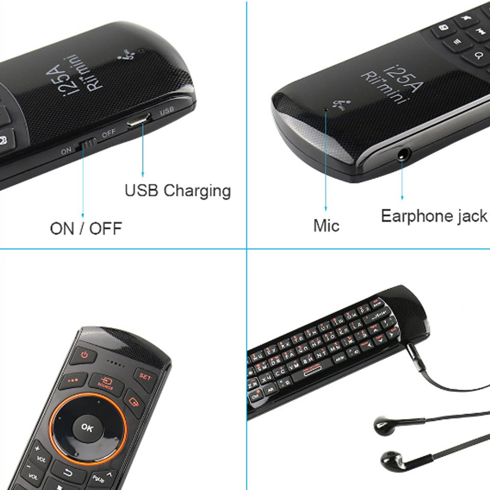 2.4Ghz Wireless Fly Air mouse Remote Control Rii i25A Russian/English Keyboard Mini with IR Learning function for Android TV Box