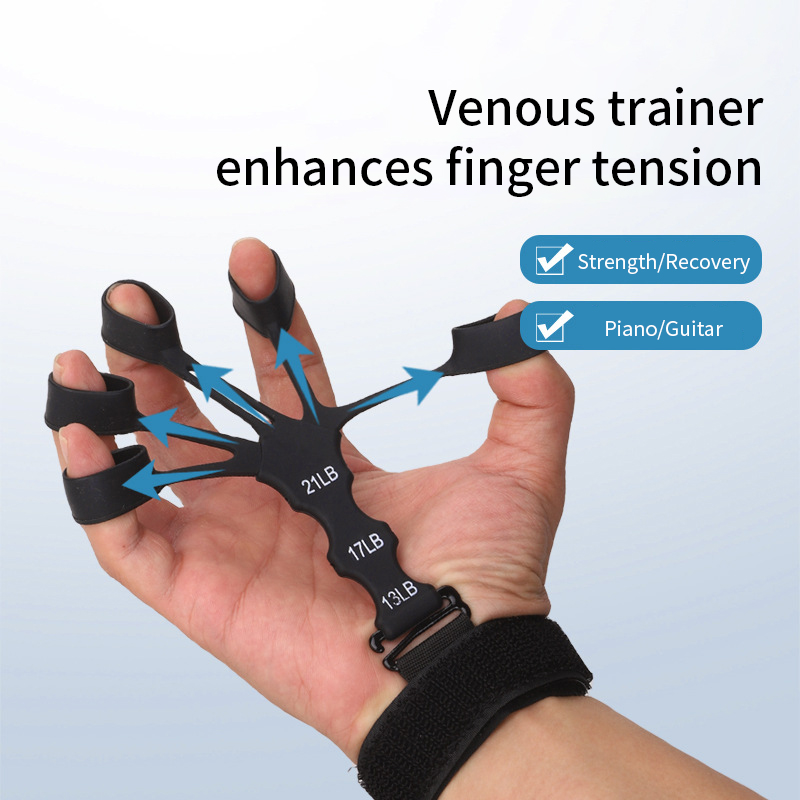 Handgreep 5-vingertrainer Krachttraining Kracht Onderarmrevalidatie Siliconen trainer Verstelbare versterker voor pols