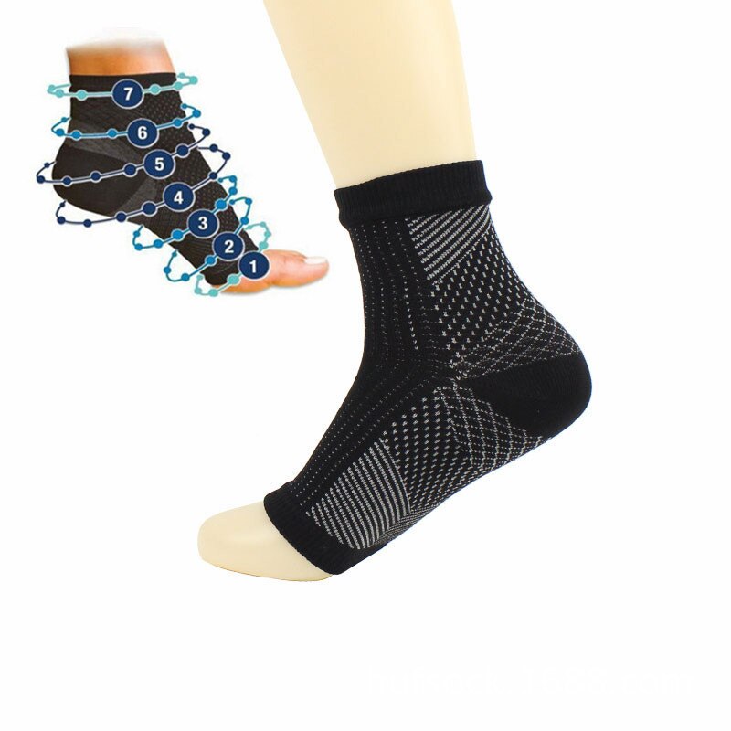 1 par sports ankelstrømper kompression stil anti træthed fod ærme åndbar til sommer støtte sokker spandex sort unisex